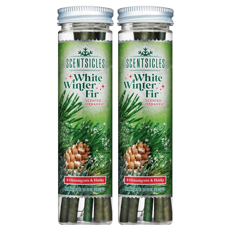 Scentsicles White Winter Fir Scented Christmas Tree Ornaments - 2 Bottles (12 Sticks Total) - Image 1